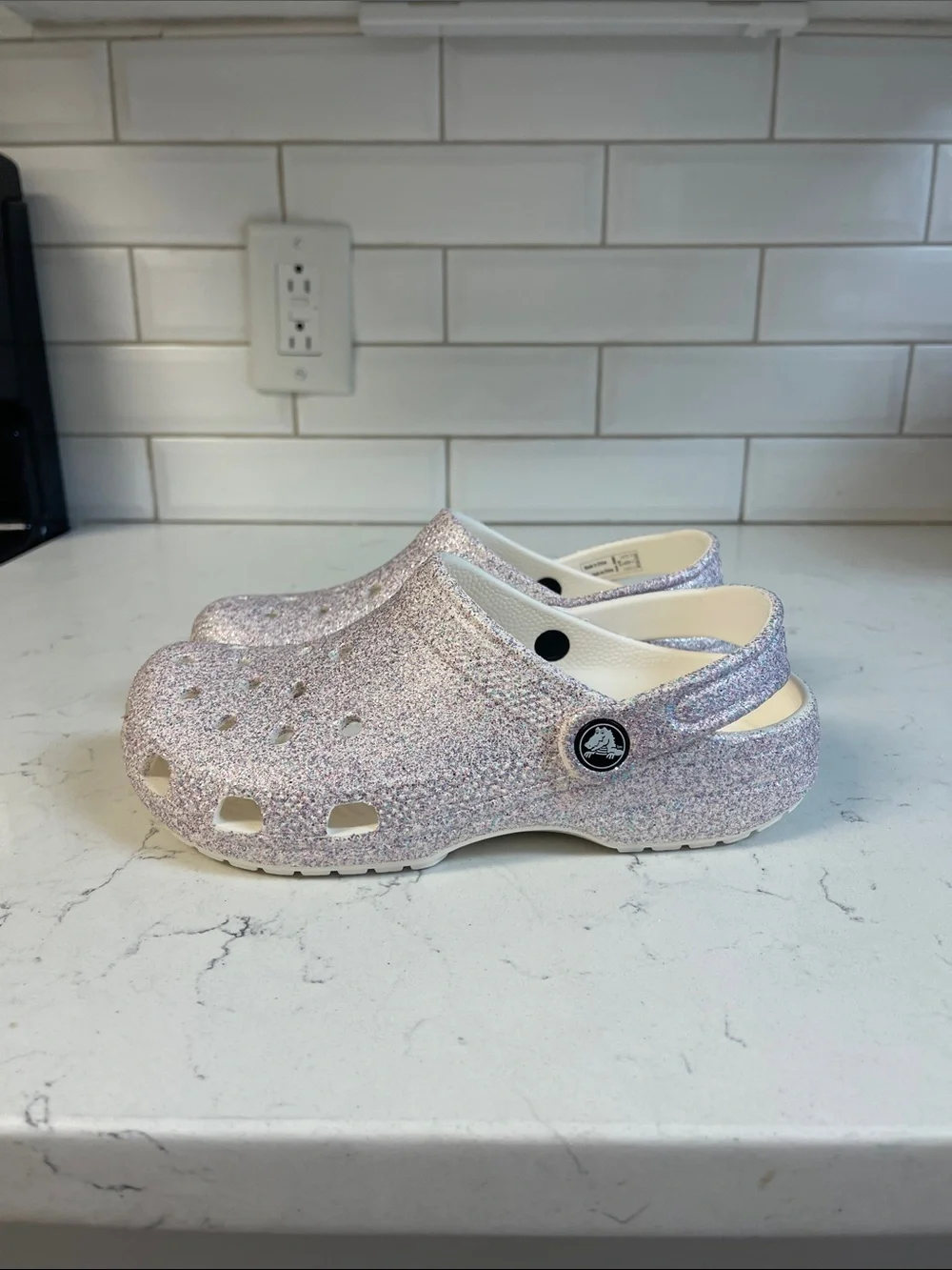 Crocs Kids' Classic Fantasy Glitter Clog Size 3 Junior Style #206993 Worn 1-2